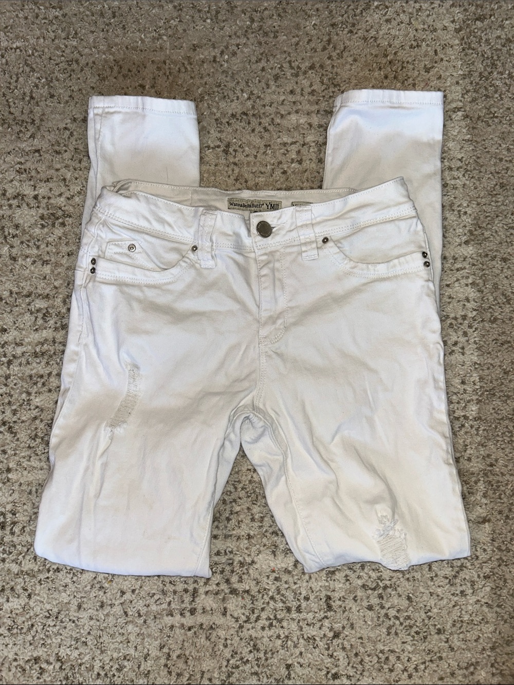 YMI White Distressed Skinny Jeans